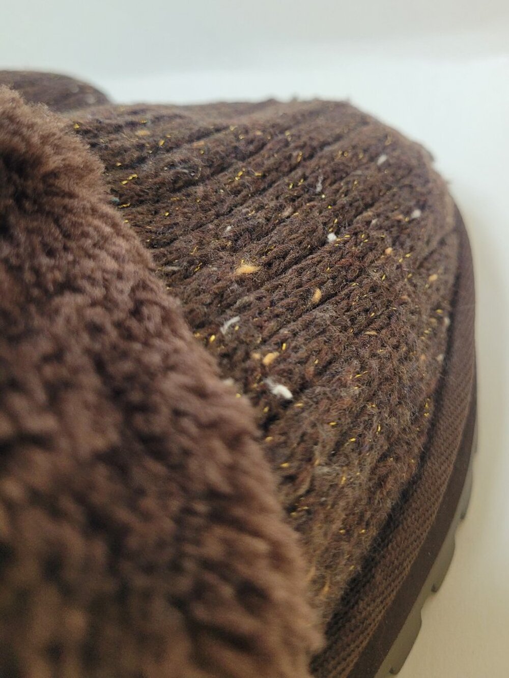 Skechers Blissful Knits Brown Knit Faux Fur Slipper Mules Womens 8 Slip Ons - Picture 6 of 8